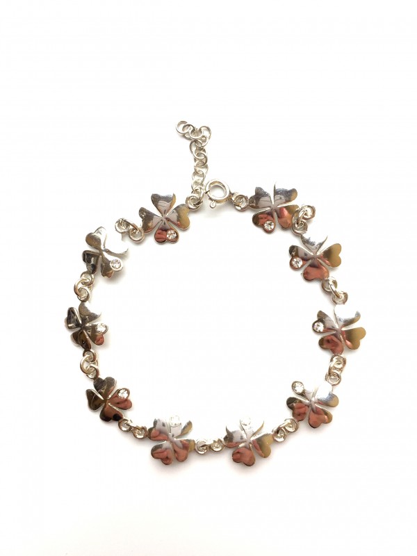 Silber Armband vierblättriges Kleeblatt