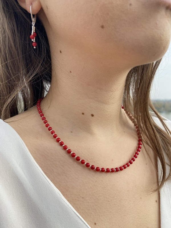 Coral necklace sterling silver