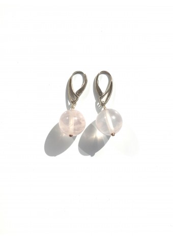 Rose quartz earrings 925 sterling silver