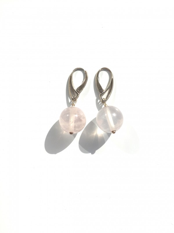 Rose quartz earrings 925 sterling silver