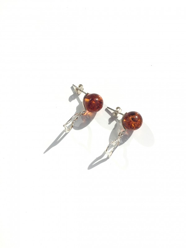 Amber earrings 925 sterling silver