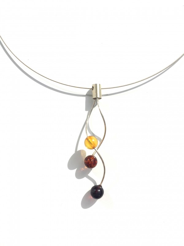 Amber pendant 925 sterling silver