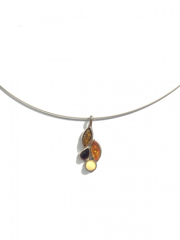 Amber pendant 925 sterling silver