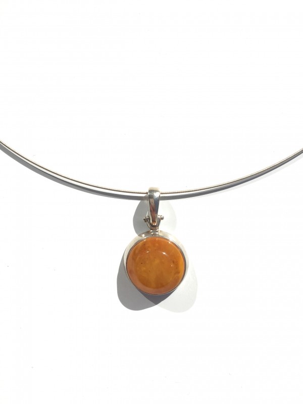 Amber pendant 925 sterling silver