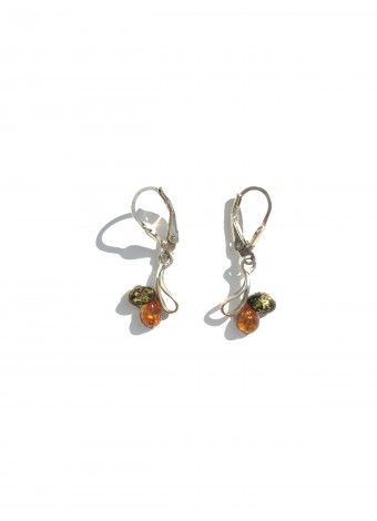 Leaflet earrings amber 925 sterling silver