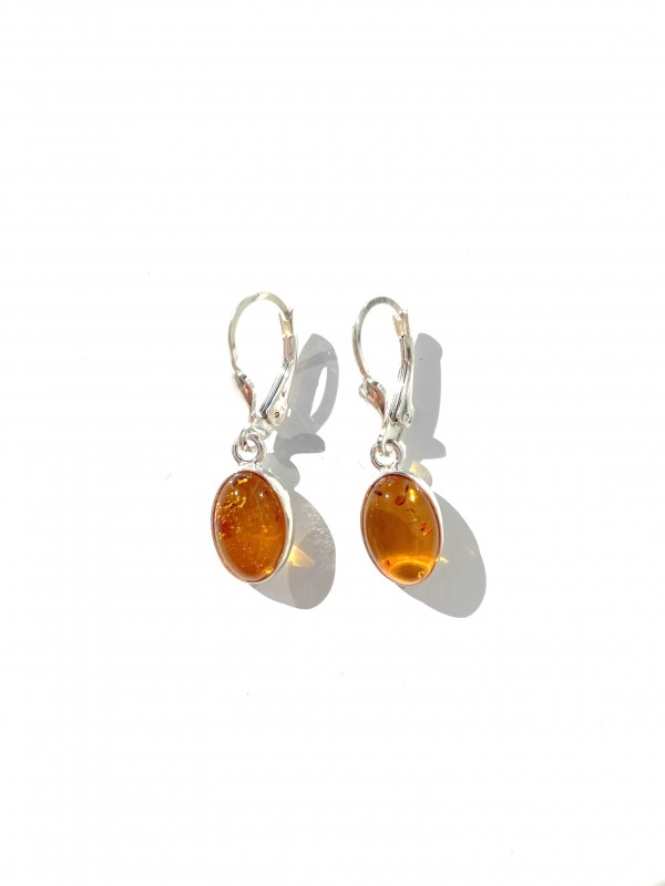 Kolczyki srebrne z bursztynem
