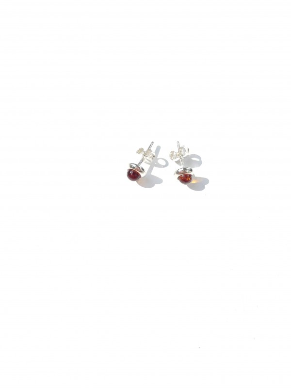 Amber stud earrings 925 sterling silver