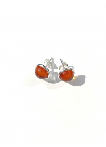 Amber stud earrings 925 sterling silver