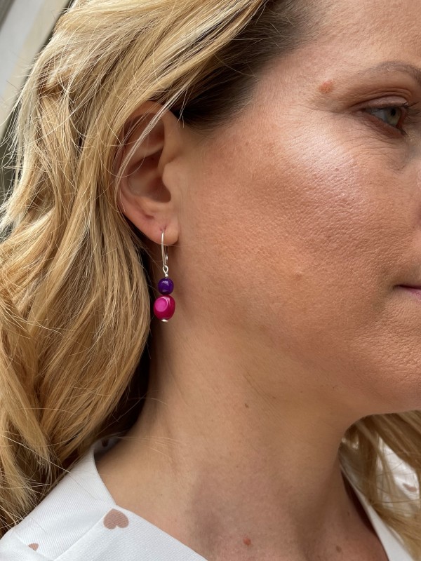 Perlen Ohrringe gefärbt 925 Silber