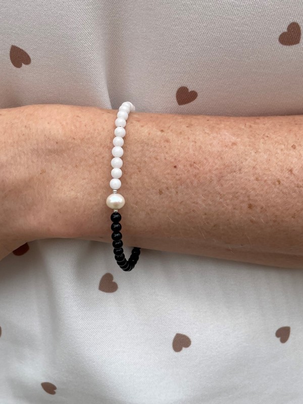 Black-white bracelet 925 sterling silver