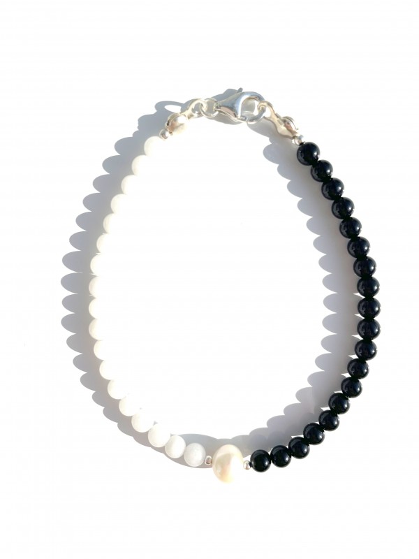 Black-white bracelet 925 sterling silver