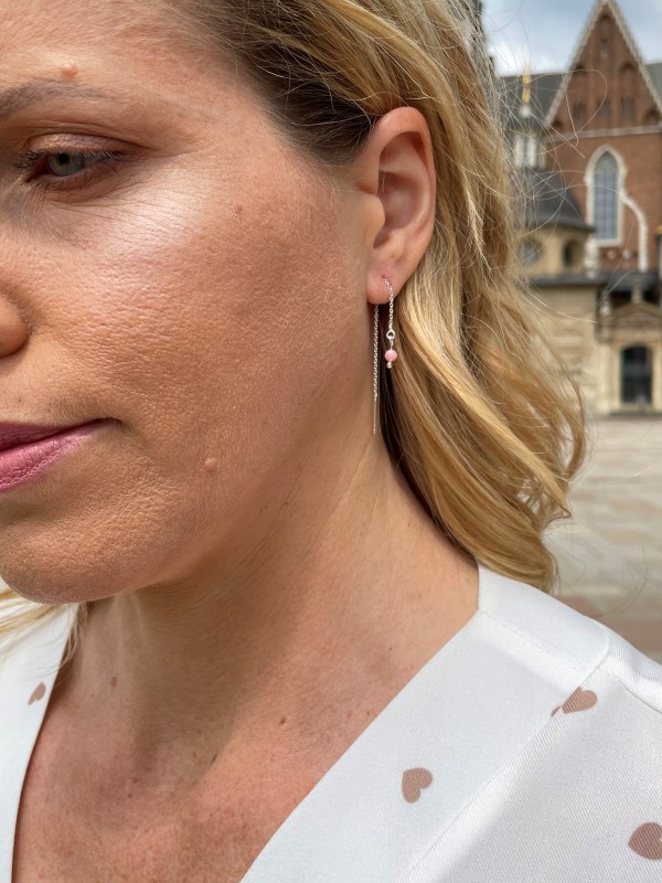 Srebrne kolczyki przeciągane z opalem