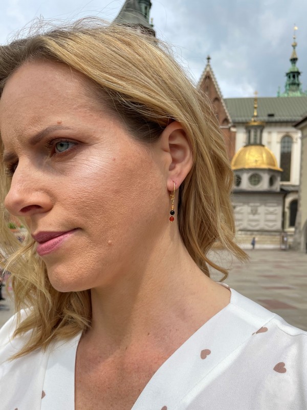 Kolczyki kolorowe agat srebro pozłacane 925