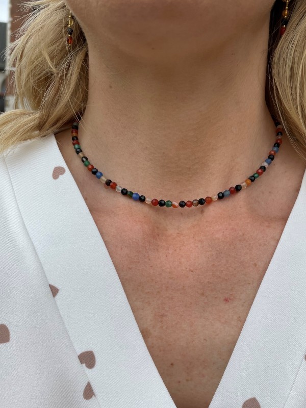 Agate necklace colorful