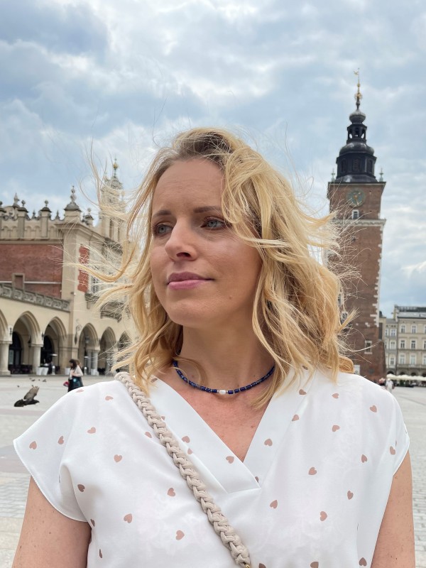 Naszyjnik lapislazuli z perłą