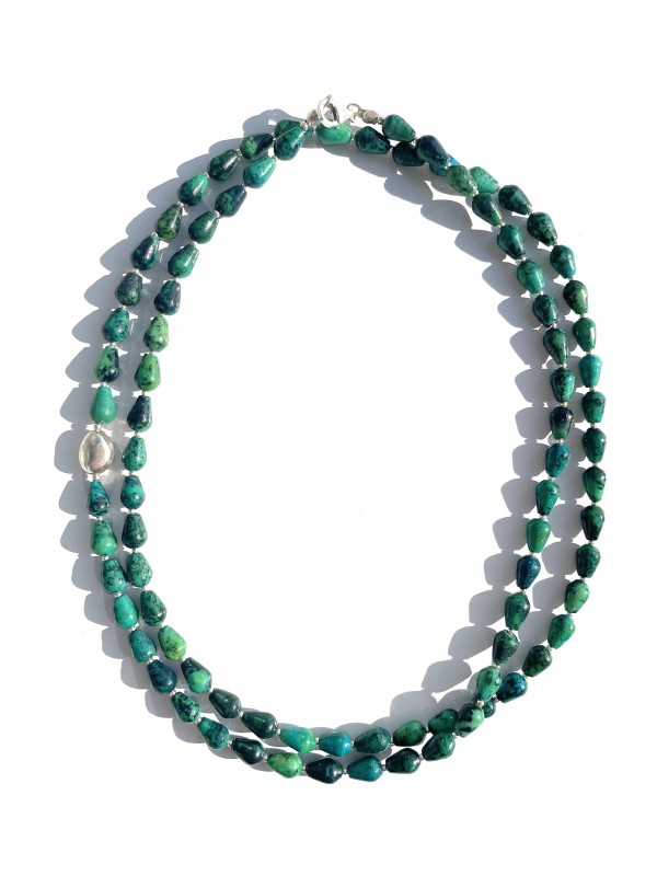 Long chrysocolla necklace