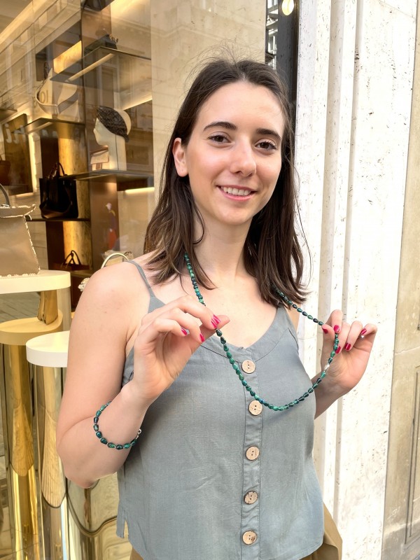 Long chrysocolla necklace