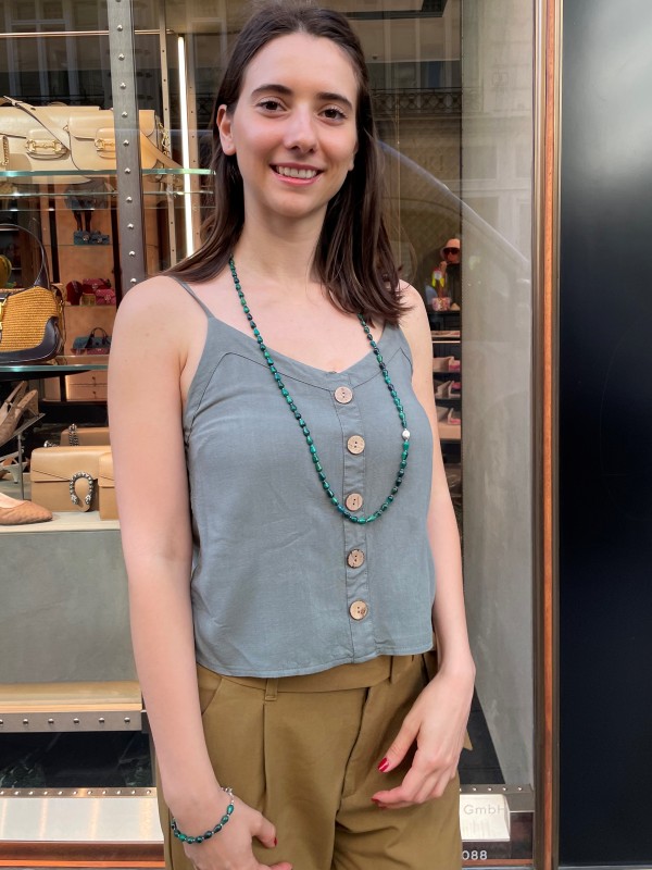 Long chrysocolla necklace