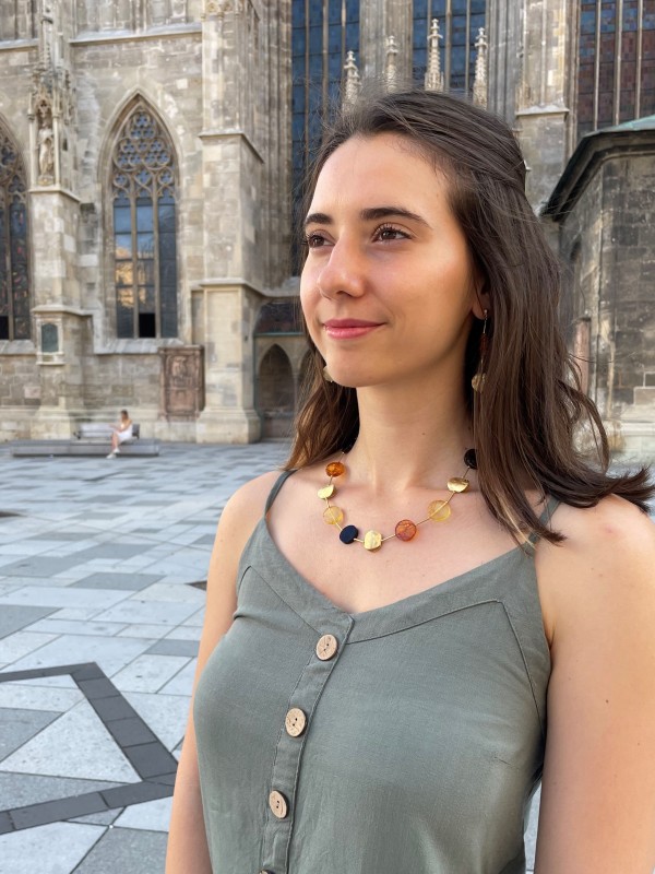 Amber necklace silver gold plated