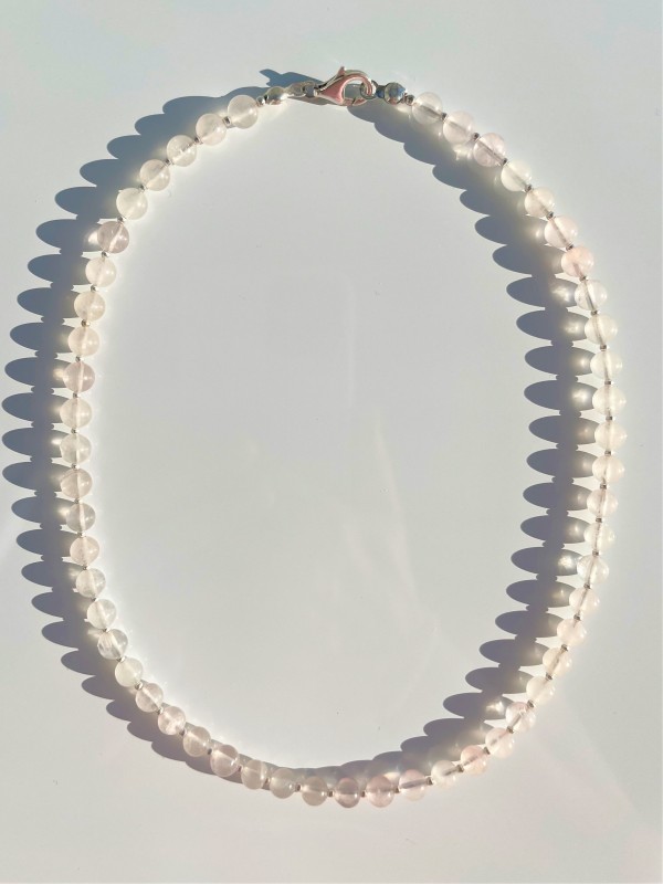 Rose quartz necklace 925 sterling silver