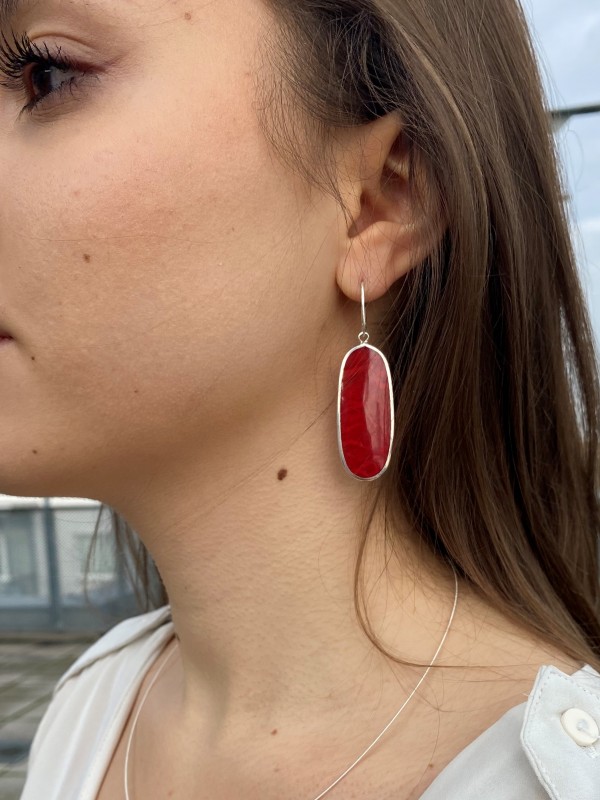 Coral earrings sterling silver