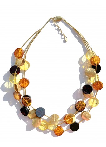 3 row layer amber necklace