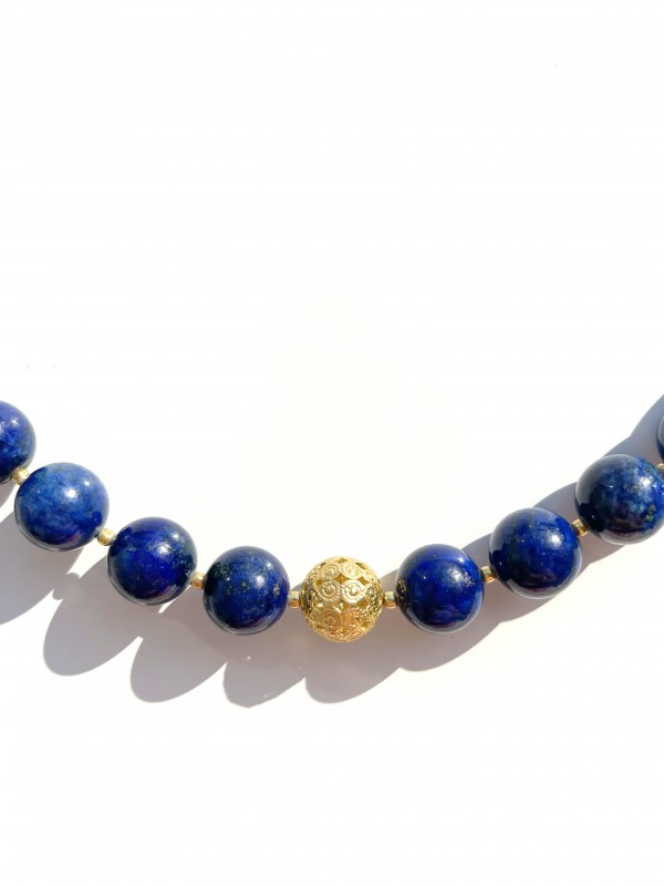 Naszyjnik lapis lazuli z pozłacanym srebrem