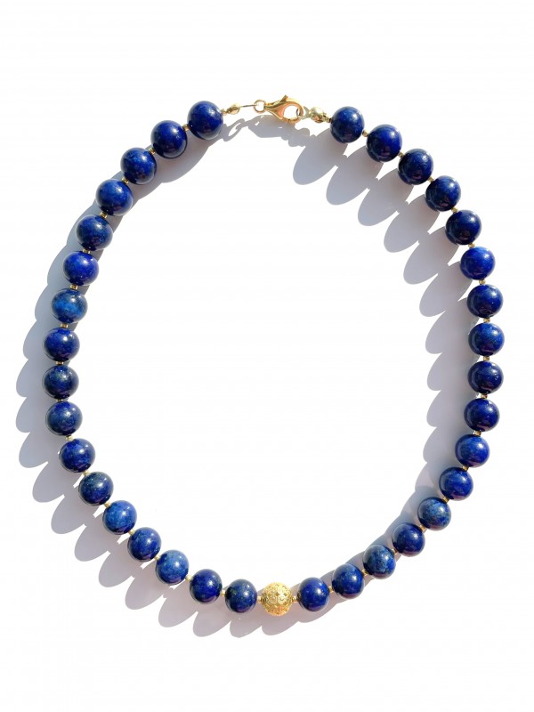 Naszyjnik lapis lazuli z pozłacanym srebrem
