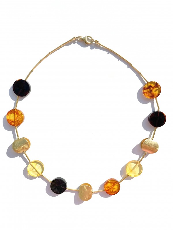 Amber necklace silver gold plated