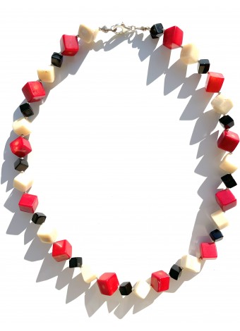 Coral -onyx necklace sterling silver
