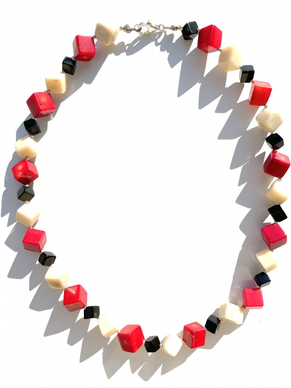 Korall-Onyx Halskette Silber