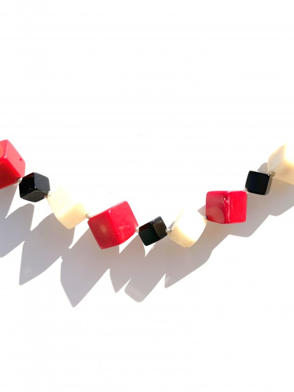 Korall-Onyx Halskette Silber