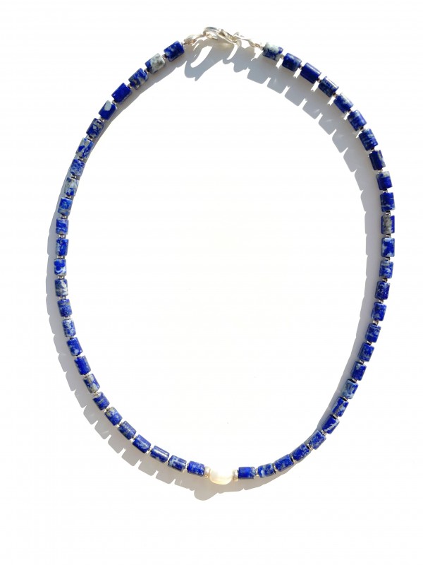 Lapislazuli Halskette mit Perle