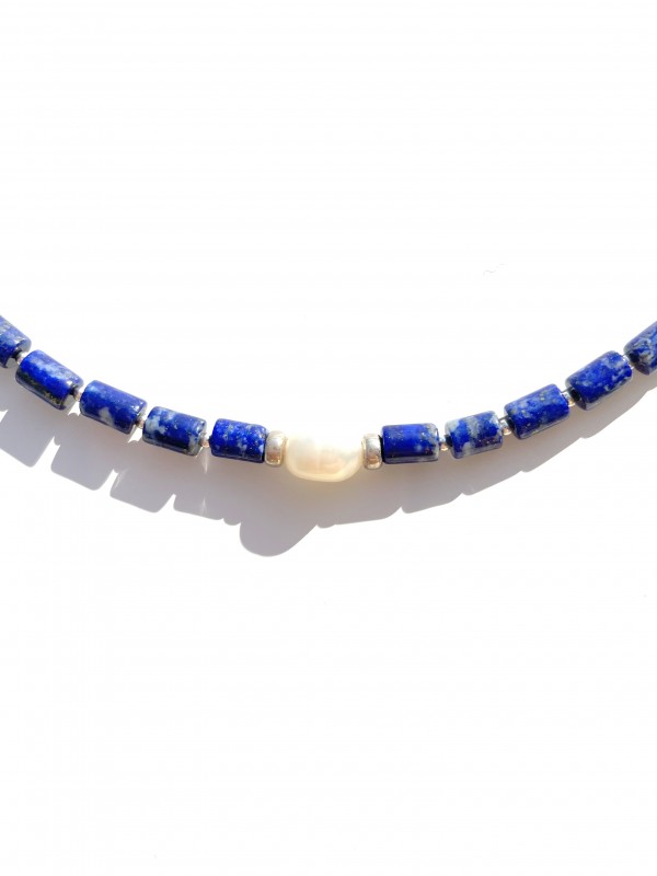 Lapislazuli Halskette mit Perle