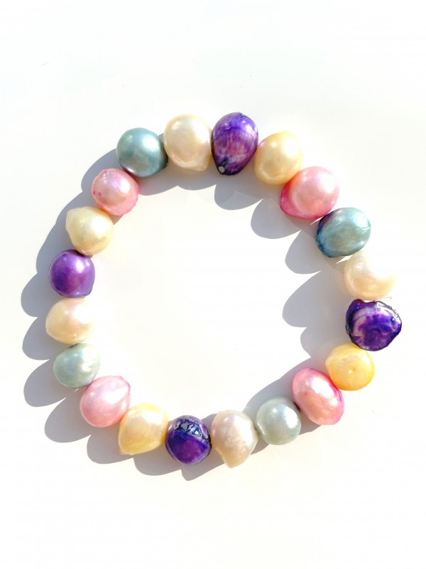 Bransoletka na gumce perła farbowana