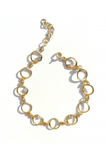 Silver gold plated bracelet with zirconia