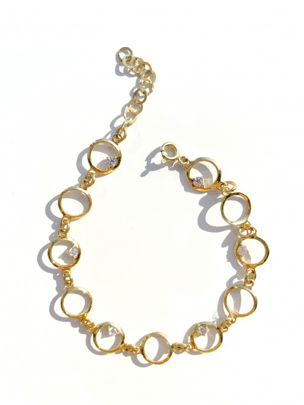 Silver gold plated bracelet with zirconia
