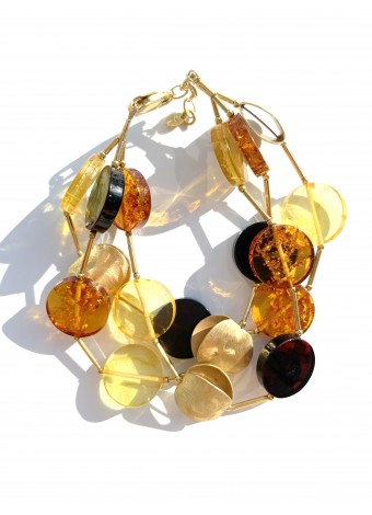 Amber bracelet with gold plated elements
