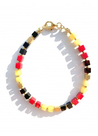 Bracelet amber with coral silver gold plated