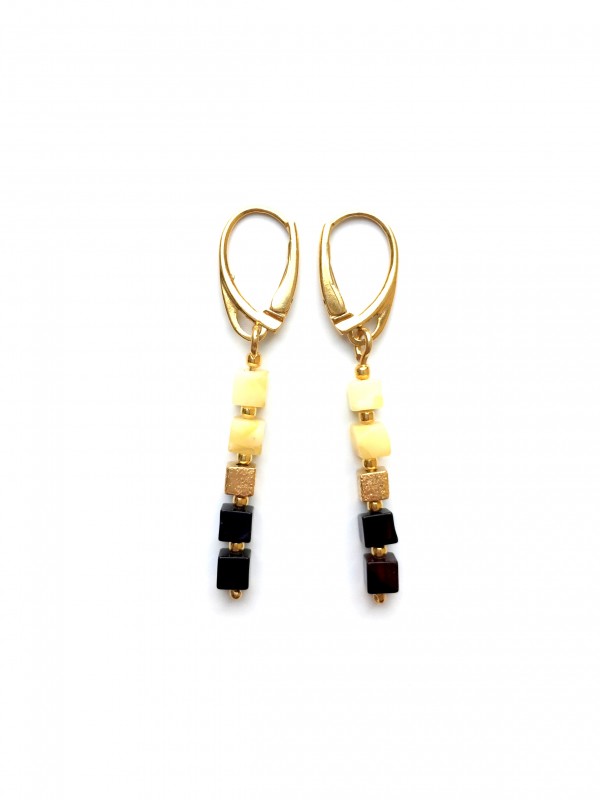 Ohrringe Natur Bernstein Silber 925 vergoldet wüfeln