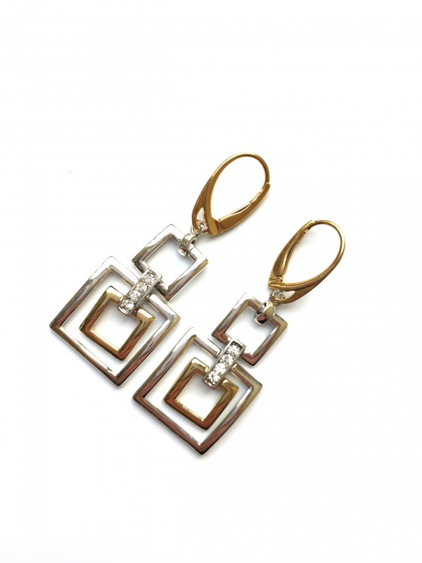 Ohrringe mit Zirkon Silber 925 und vergoldete Silber