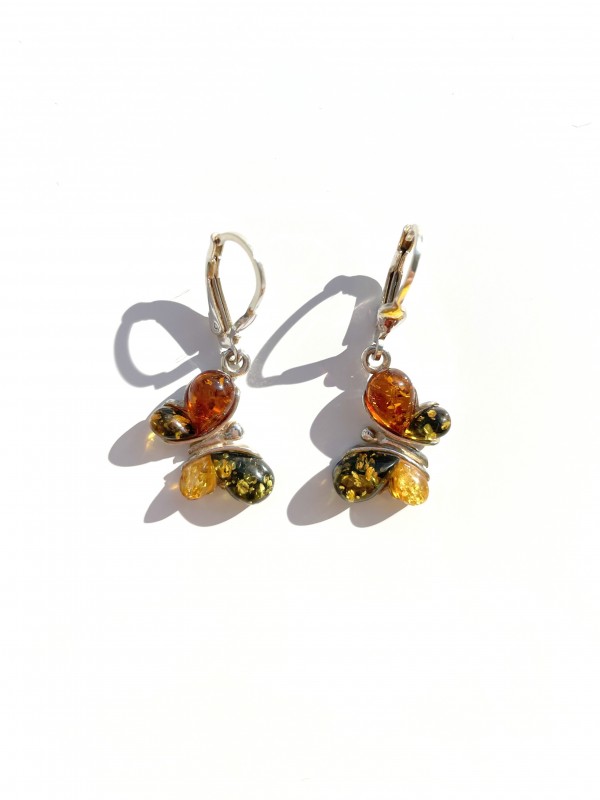Amber earrings butterflies