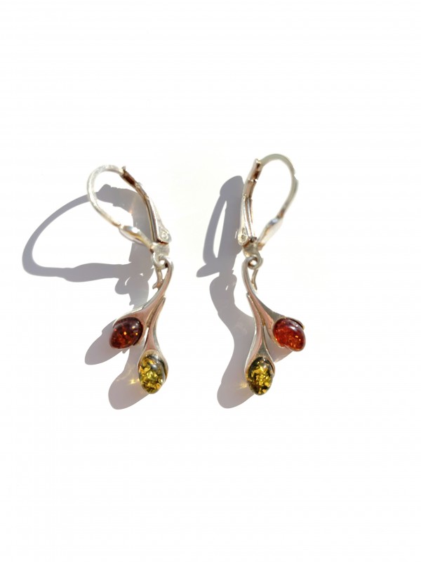 Amber earrings sterling silver
