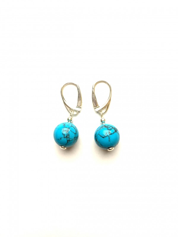 Blue earrings with howlith