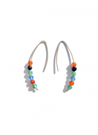 Colorful silver earrings agate
