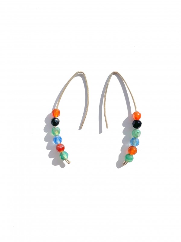 Colorful silver earrings agate