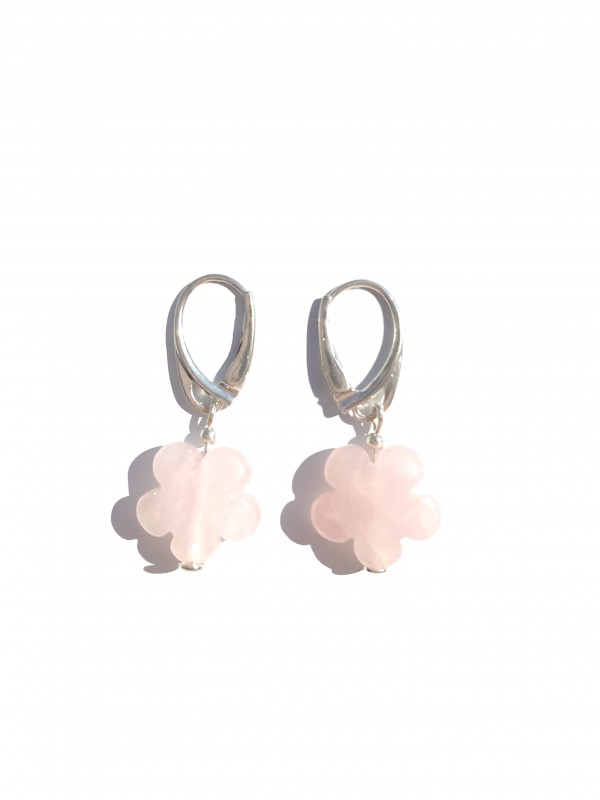 Flowers earrings rose quartz