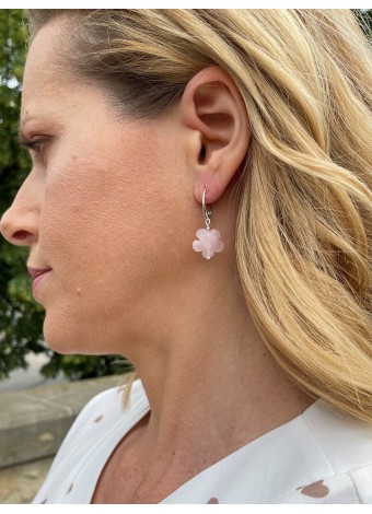 Flowers earrings rose quartz