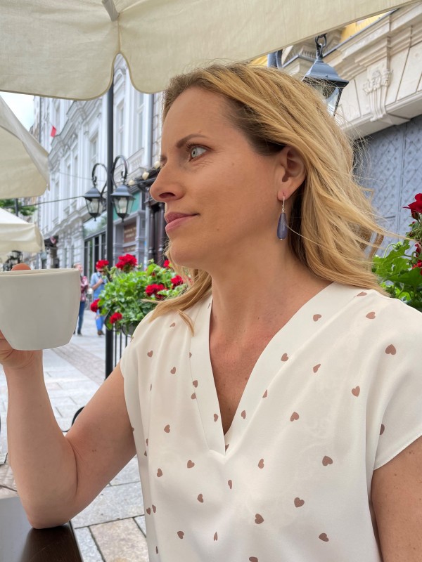 Kolczyki niebieska kropelka srebro 925