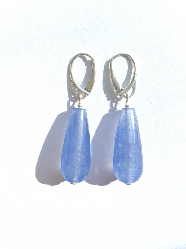 Kolczyki niebieska kropelka srebro 925